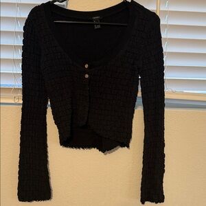 Forever 21 Black Textured Cropped Cardigan